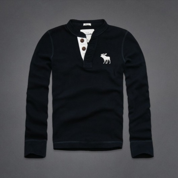 Abercrombie Fitch Hombres Ponte de pie de cuello Largo Remera AF6228